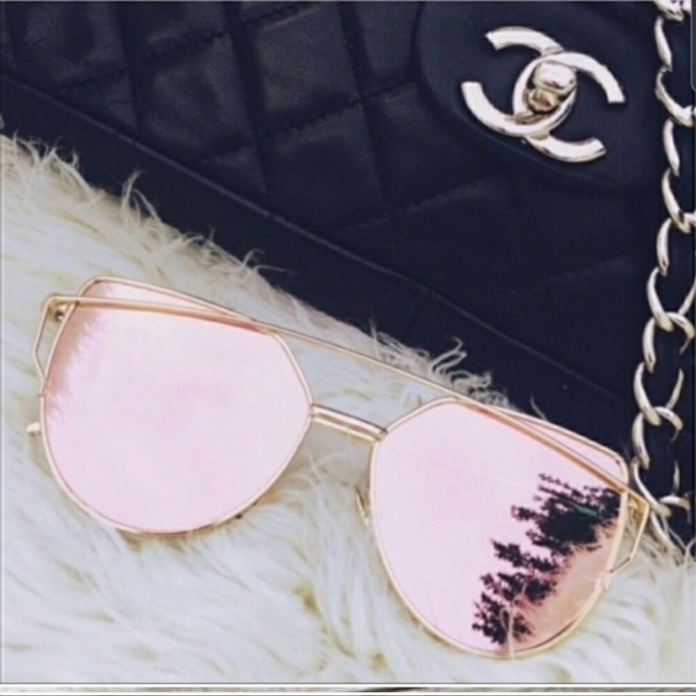 PINK MIRRORED Glasses Trendy - Picture 3 of 14